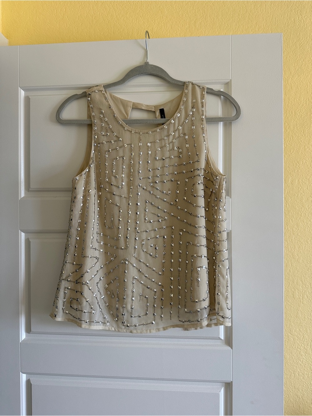 Walter Baker Cream Beaded Sleeveless Camisole